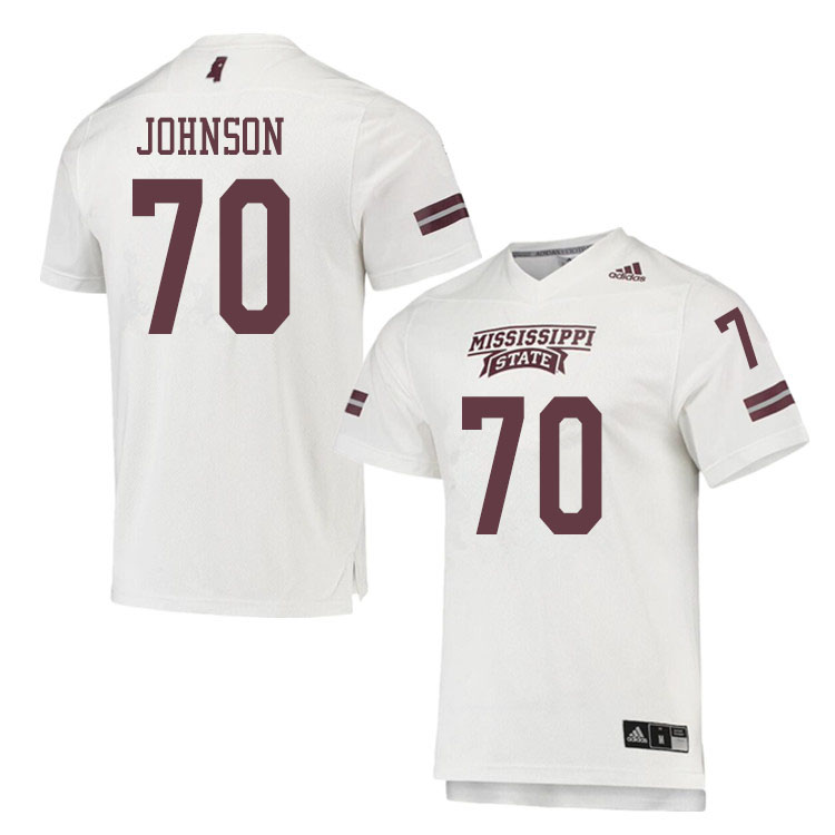 Men #70 Ramble Johnson Mississippi State Bulldogs College Football Jerseys Sale-White